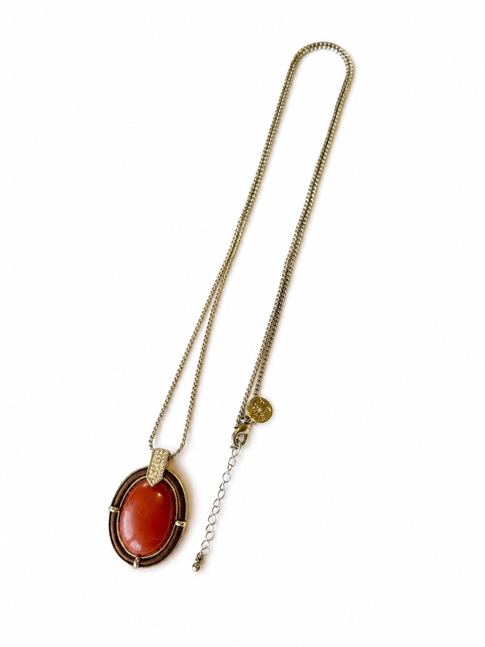 White House Black Market Gold-Tone Cognac Oval Pendant Necklace